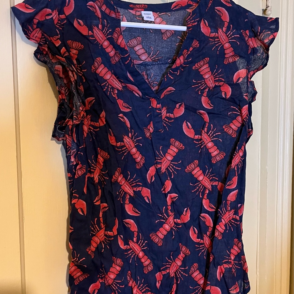 Old Navy Lobster Print Blouse NWOT